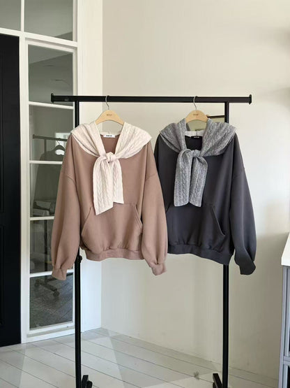 Knitted Off Shoulder Hoodie