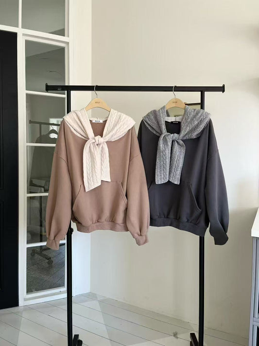 Knitted Off Shoulder Hoodie