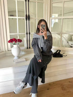 Knitted Off Shoulder Hoodie