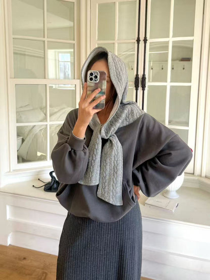 Knitted Off Shoulder Hoodie