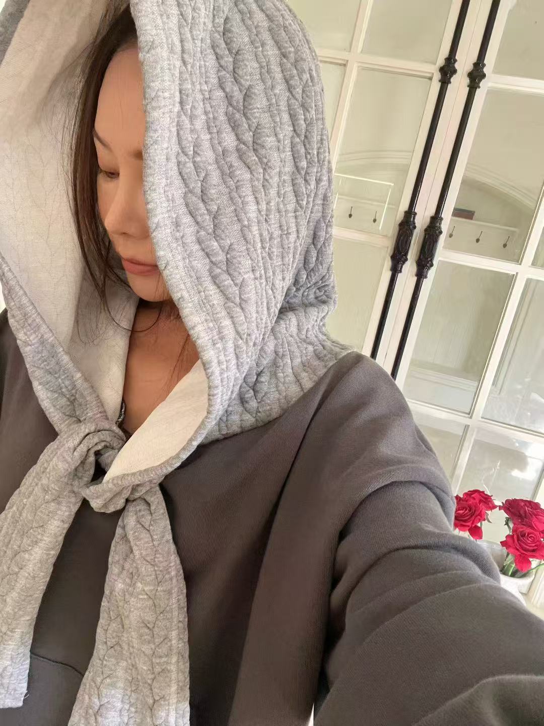 Knitted Off Shoulder Hoodie