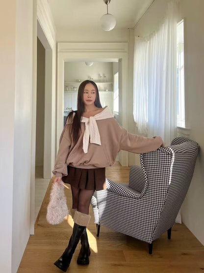 Knitted Off Shoulder Hoodie