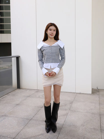 Striped & Shirt Off Shoulder Top