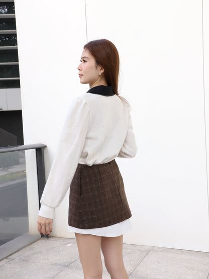 Collar Mix Pearl Long Sleeves Shirt