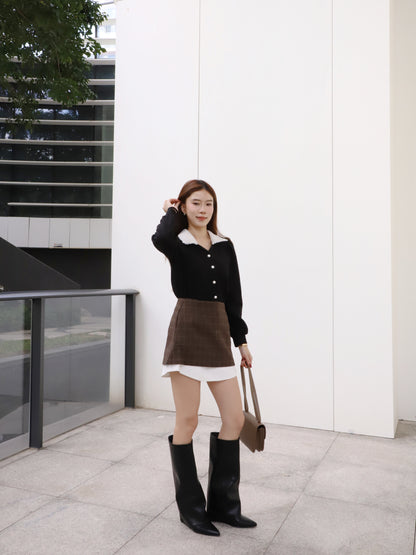 Collar Mix Pearl Long Sleeves Shirt