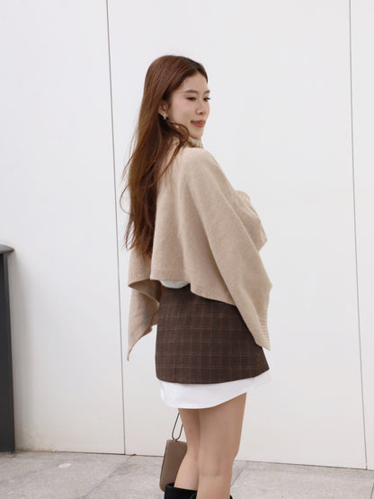 Turtle Neck Wool Cape