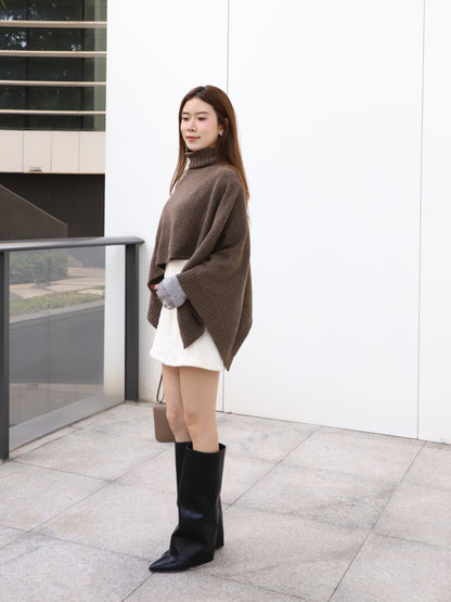 Turtle Neck Wool Cape