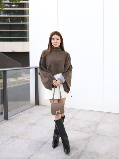 Turtle Neck Wool Cape