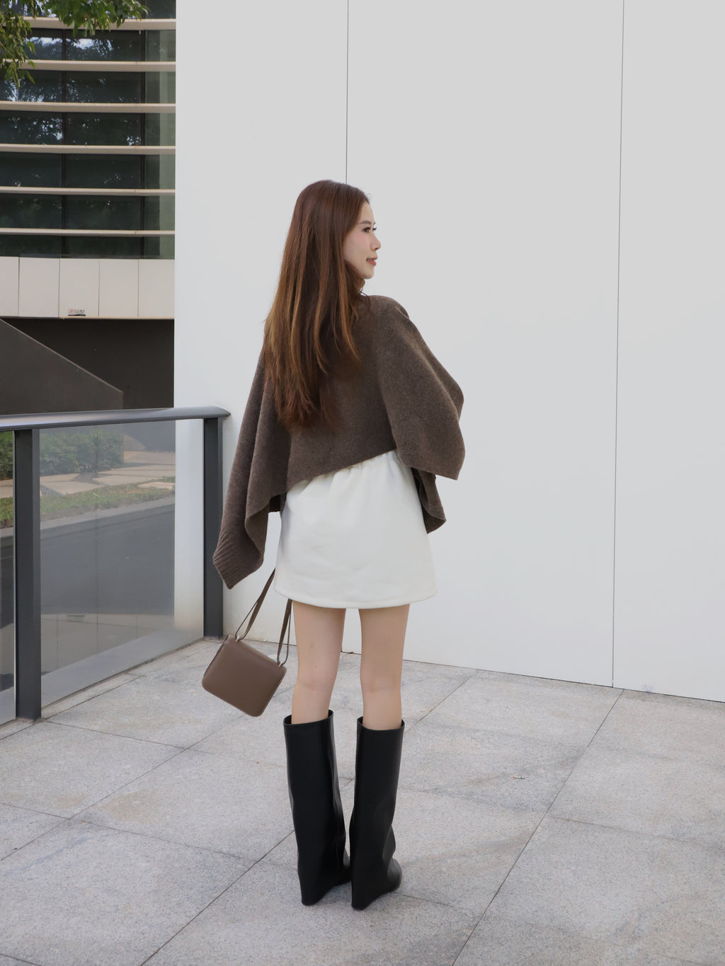 Turtle Neck Wool Cape