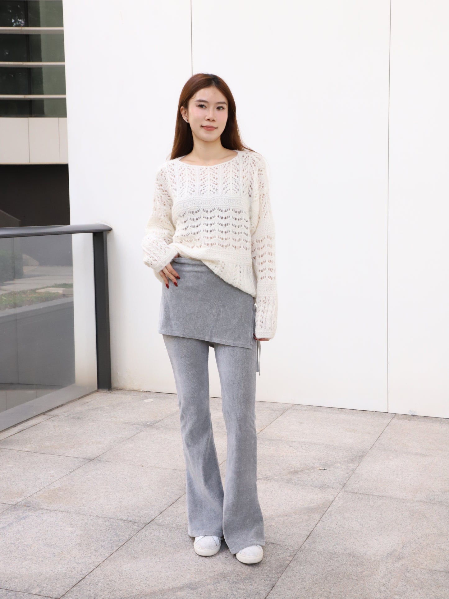 Velvet Flare Pants with Layer