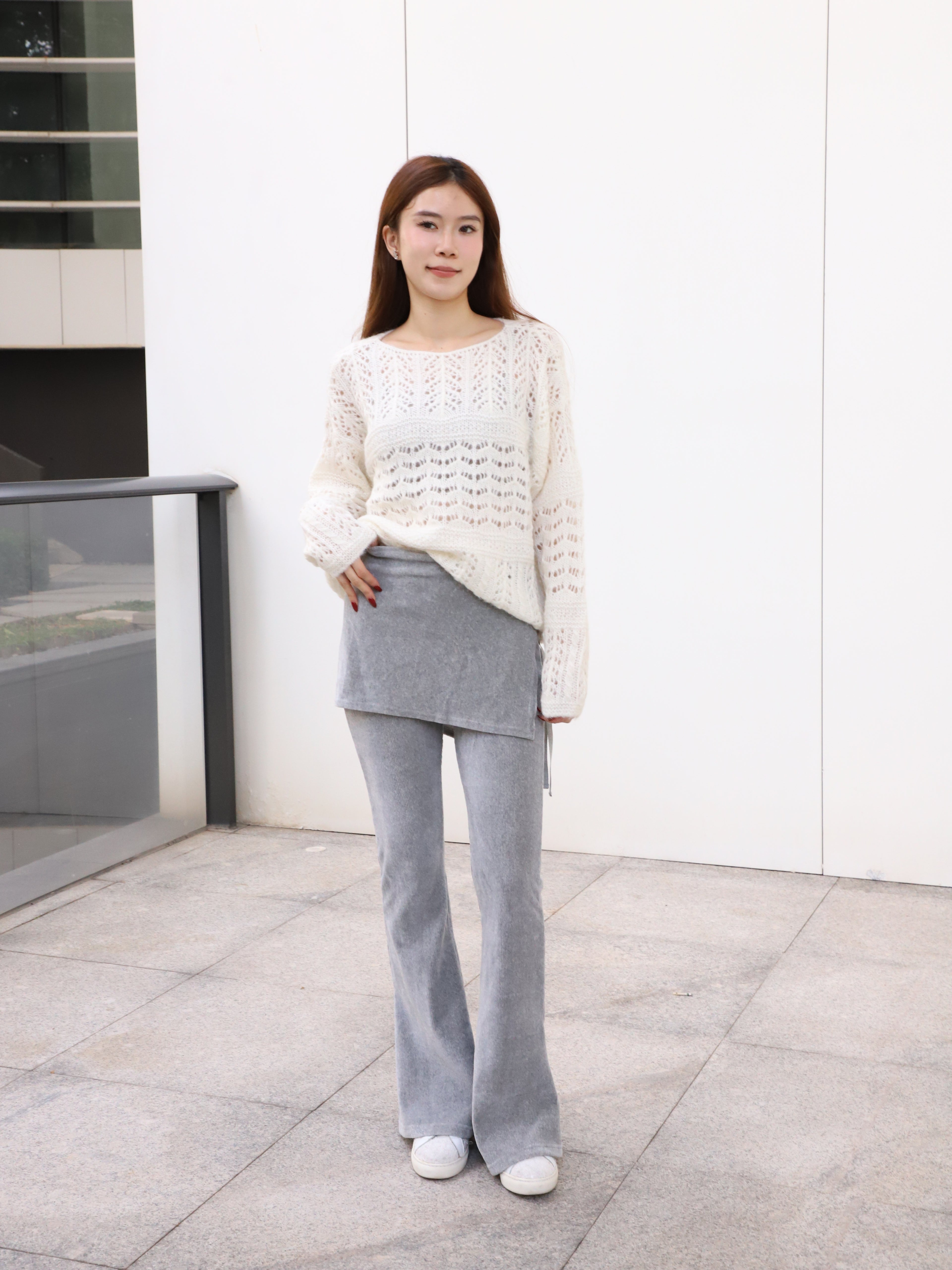 Velvet Flare Pants with Layer