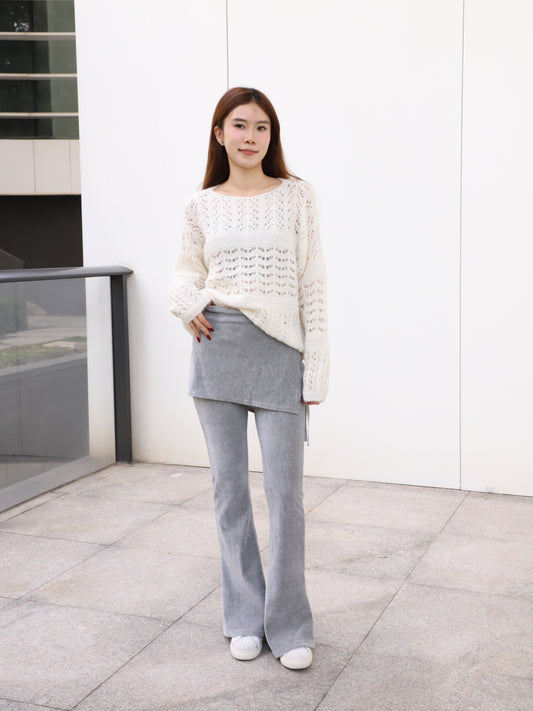 Velvet Flare Pants with Layer