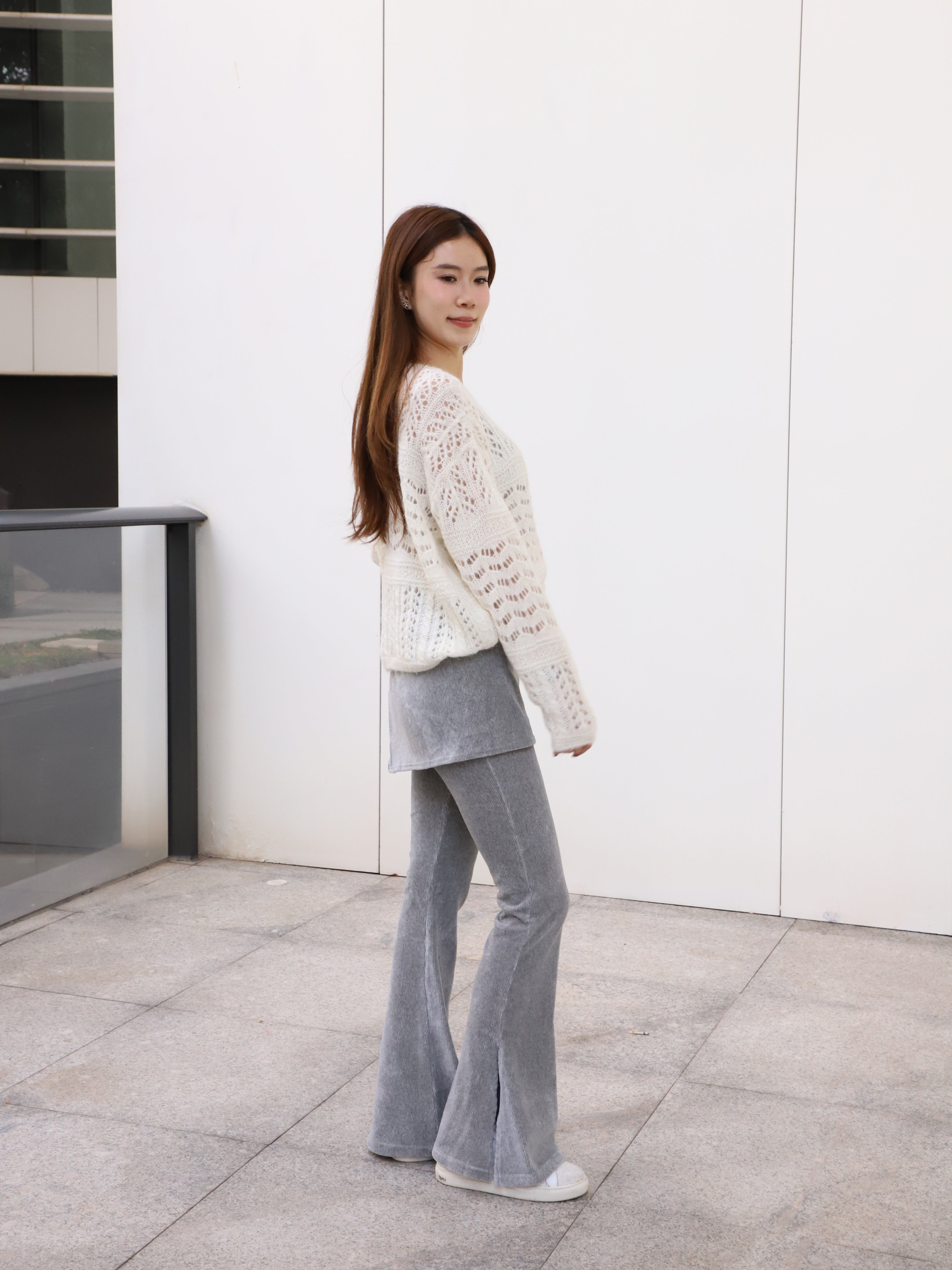 Velvet Flare Pants with Layer