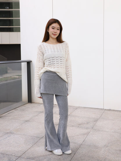 Velvet Flare Pants with Layer