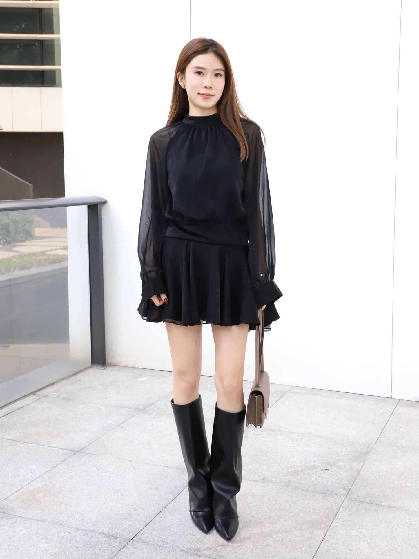 Chiffon Sleeves Mini Dress