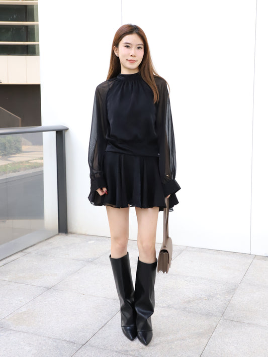 Chiffon Sleeves Mini Dress