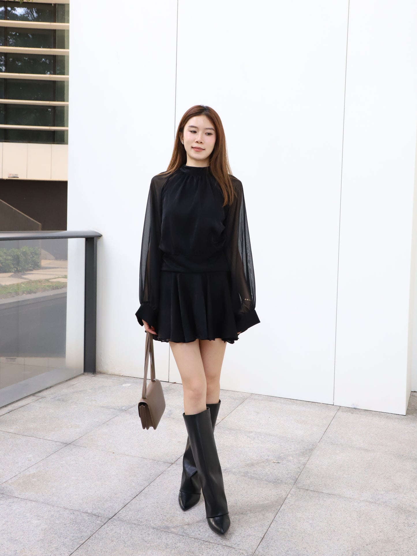 Chiffon Sleeves Mini Dress
