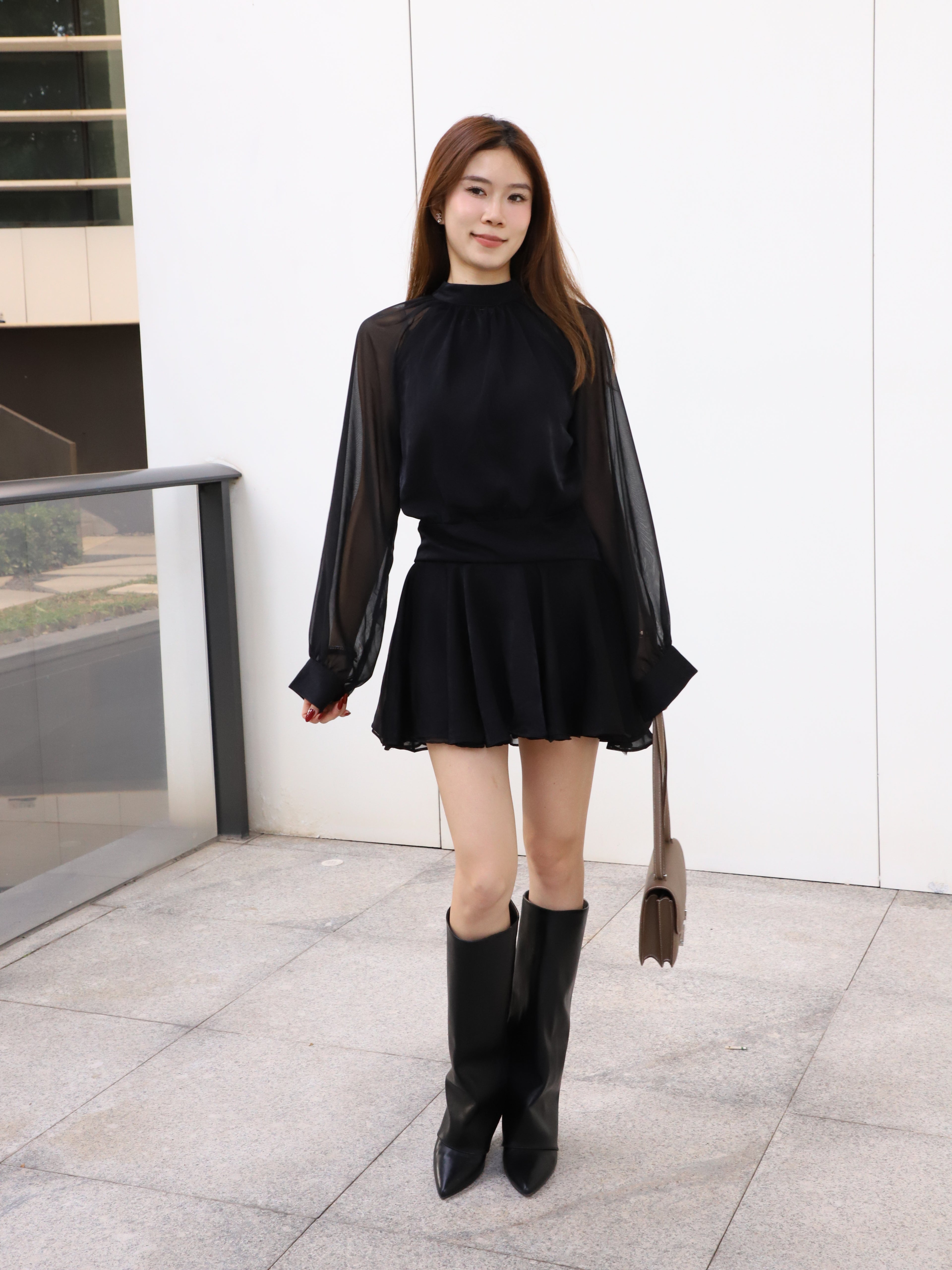 Chiffon Sleeves Mini Dress