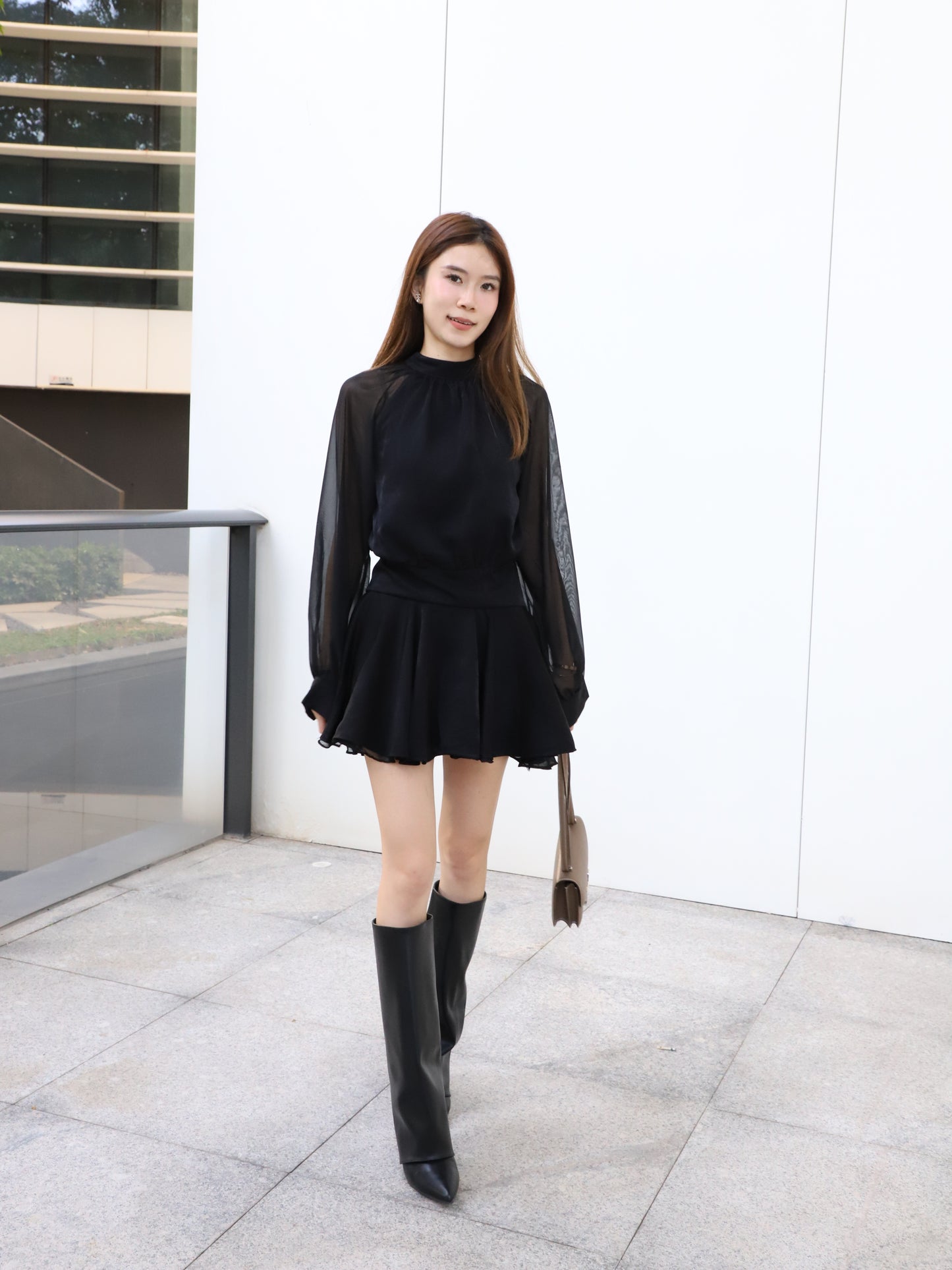 Chiffon Sleeves Mini Dress