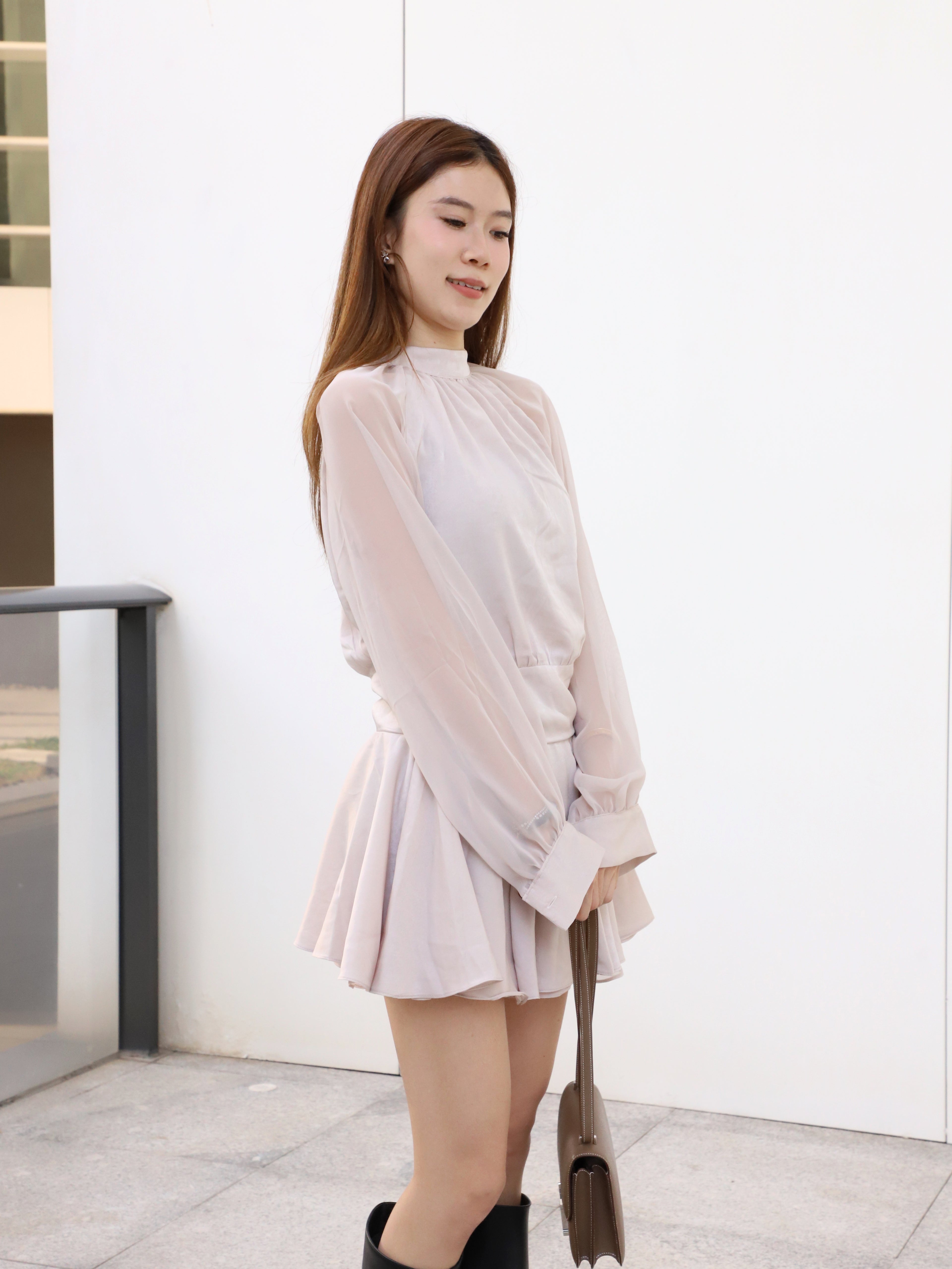 Chiffon Sleeves Mini Dress