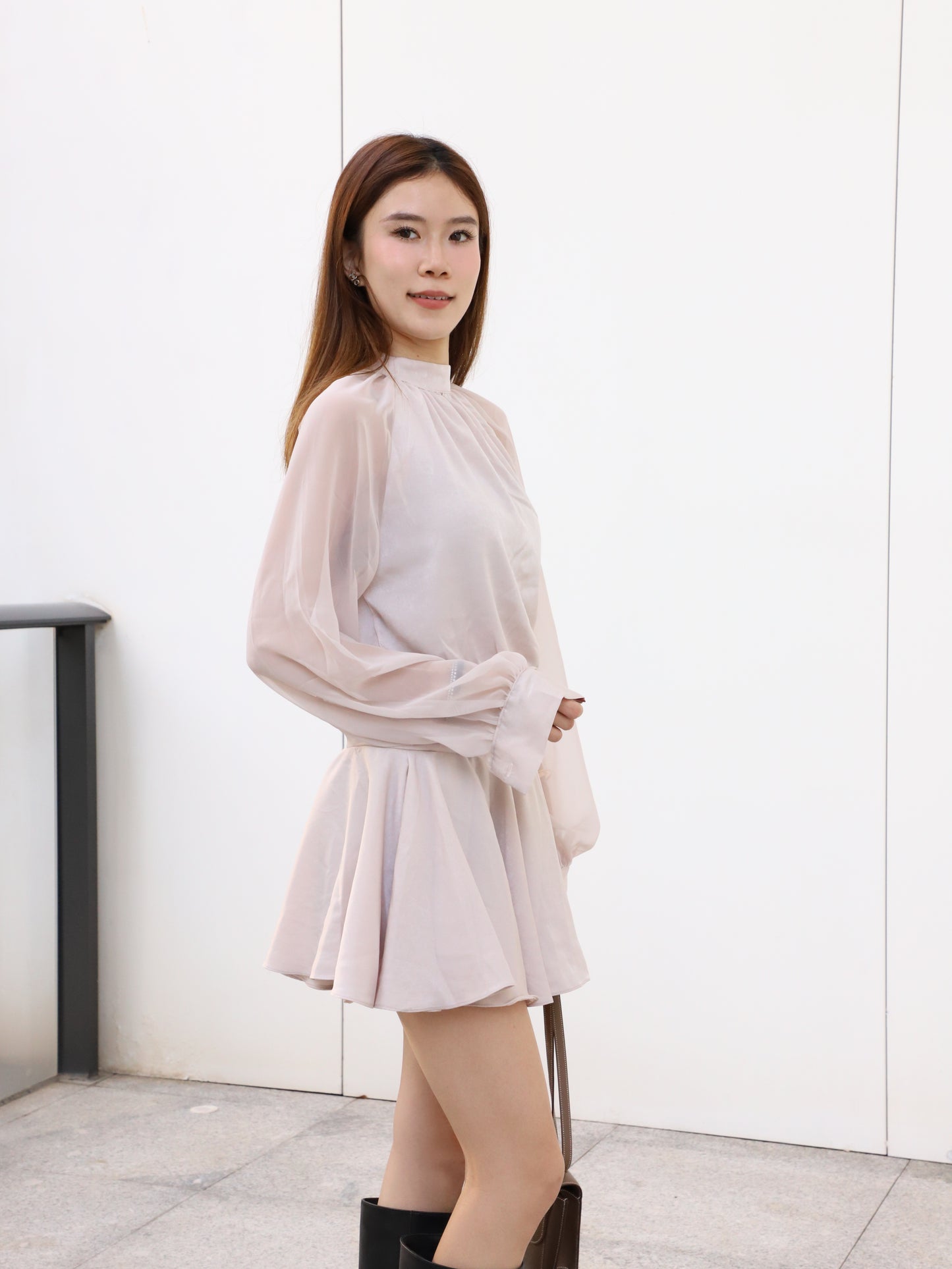 Chiffon Sleeves Mini Dress