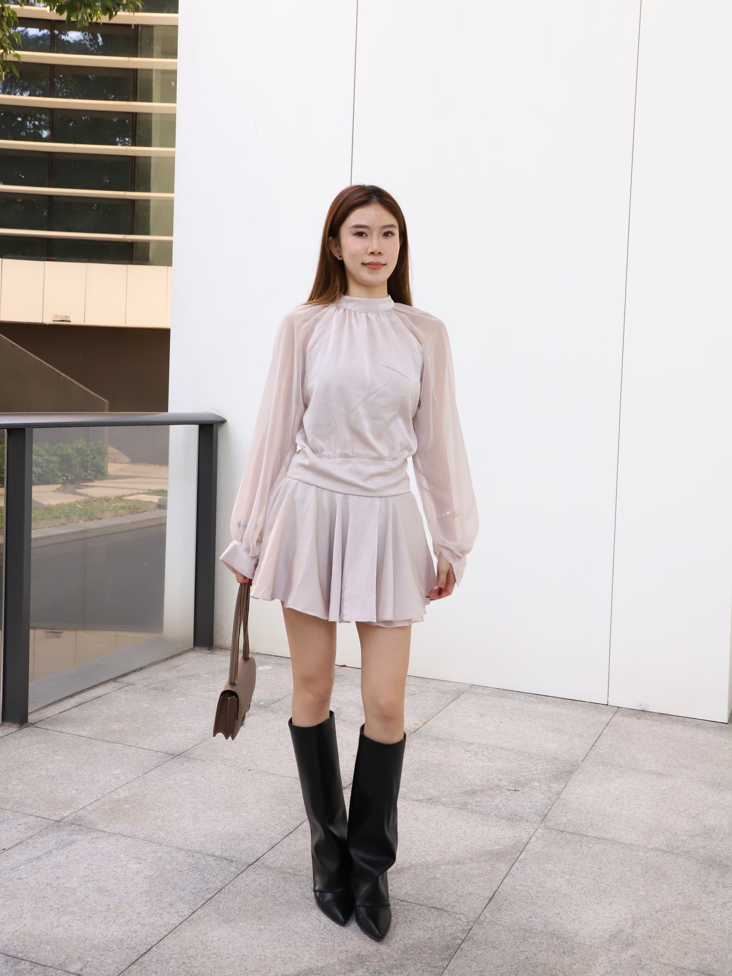 Chiffon Sleeves Mini Dress