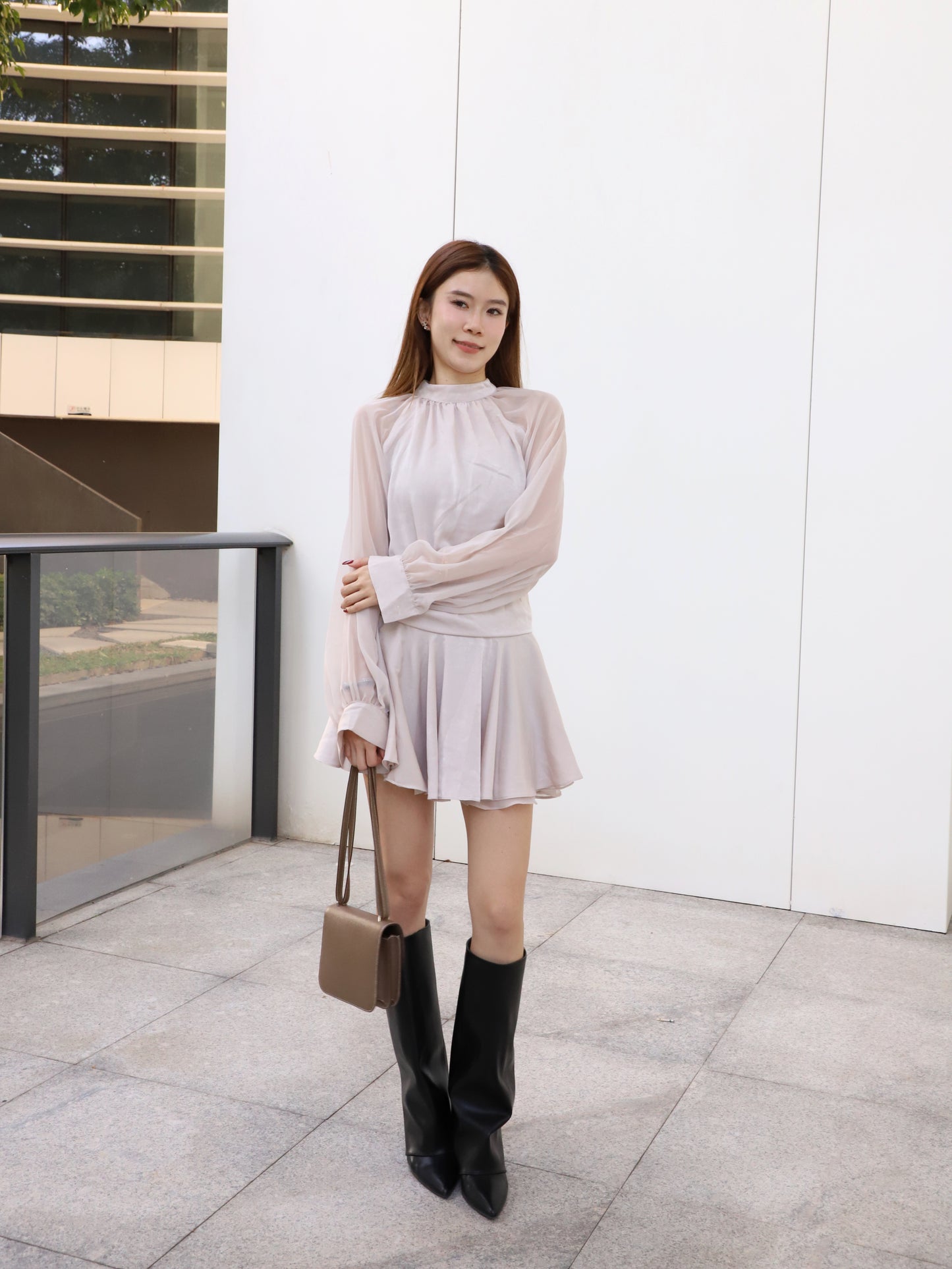 Chiffon Sleeves Mini Dress