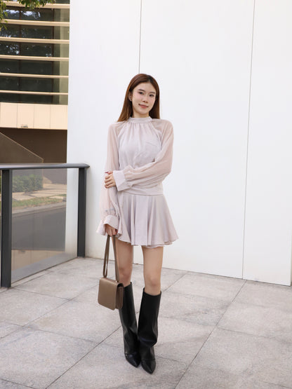 Chiffon Sleeves Mini Dress