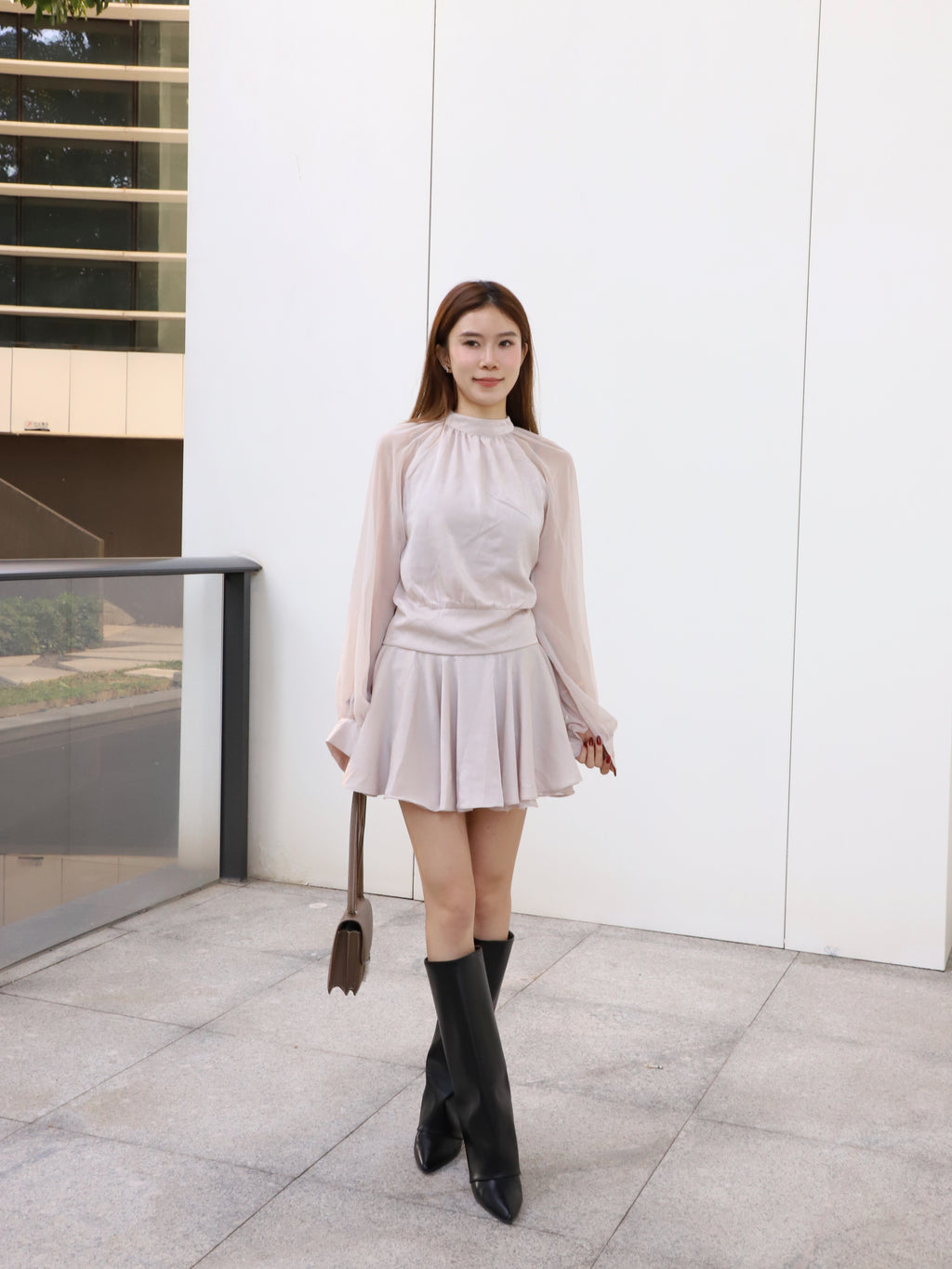 Chiffon Sleeves Mini Dress