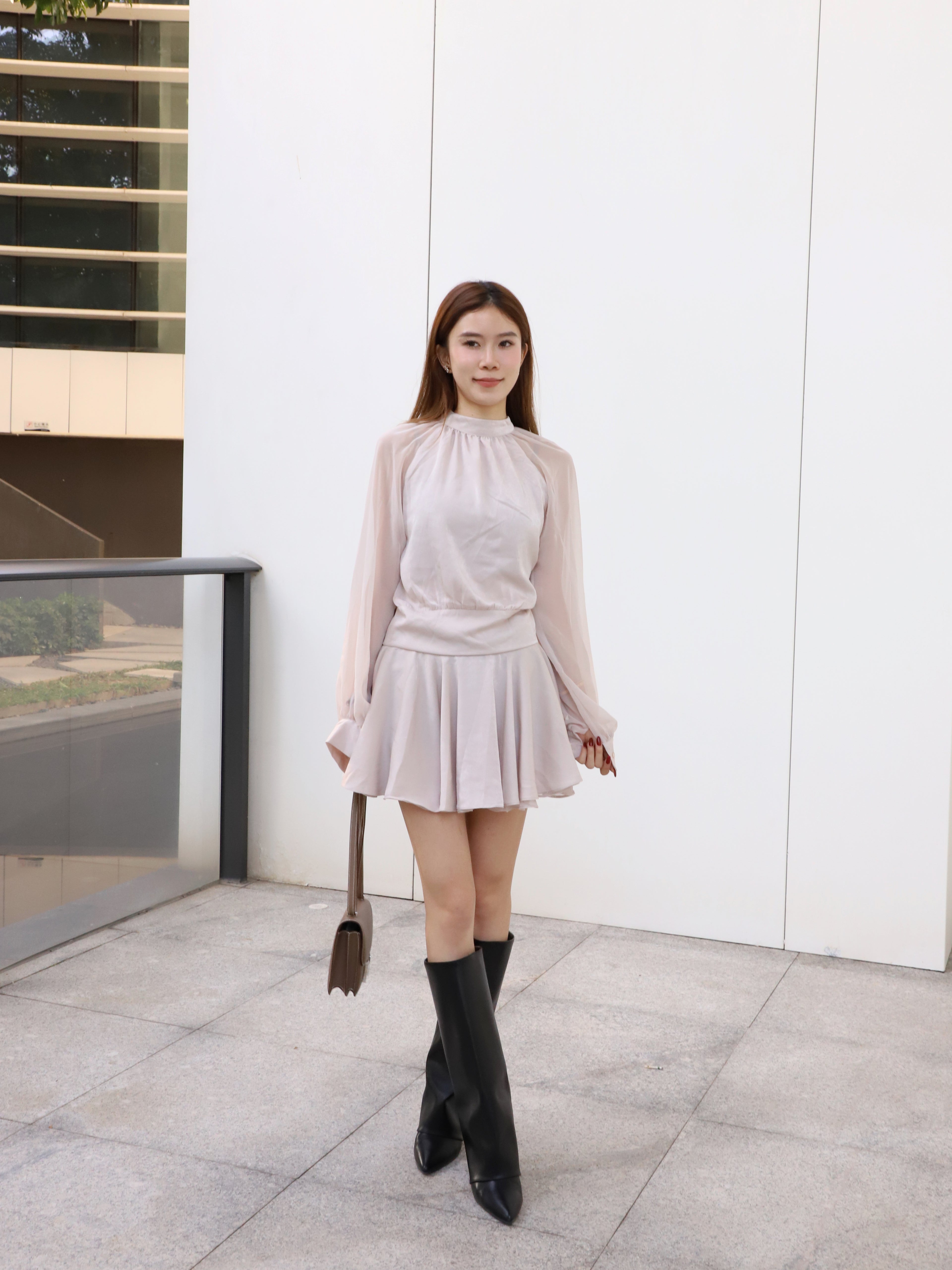 Chiffon Sleeves Mini Dress