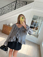 Checked Lace Ruffles Shirt