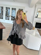 Checked Lace Ruffles Shirt
