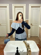 Ruffles Off Shoulder Up & Down Shirt