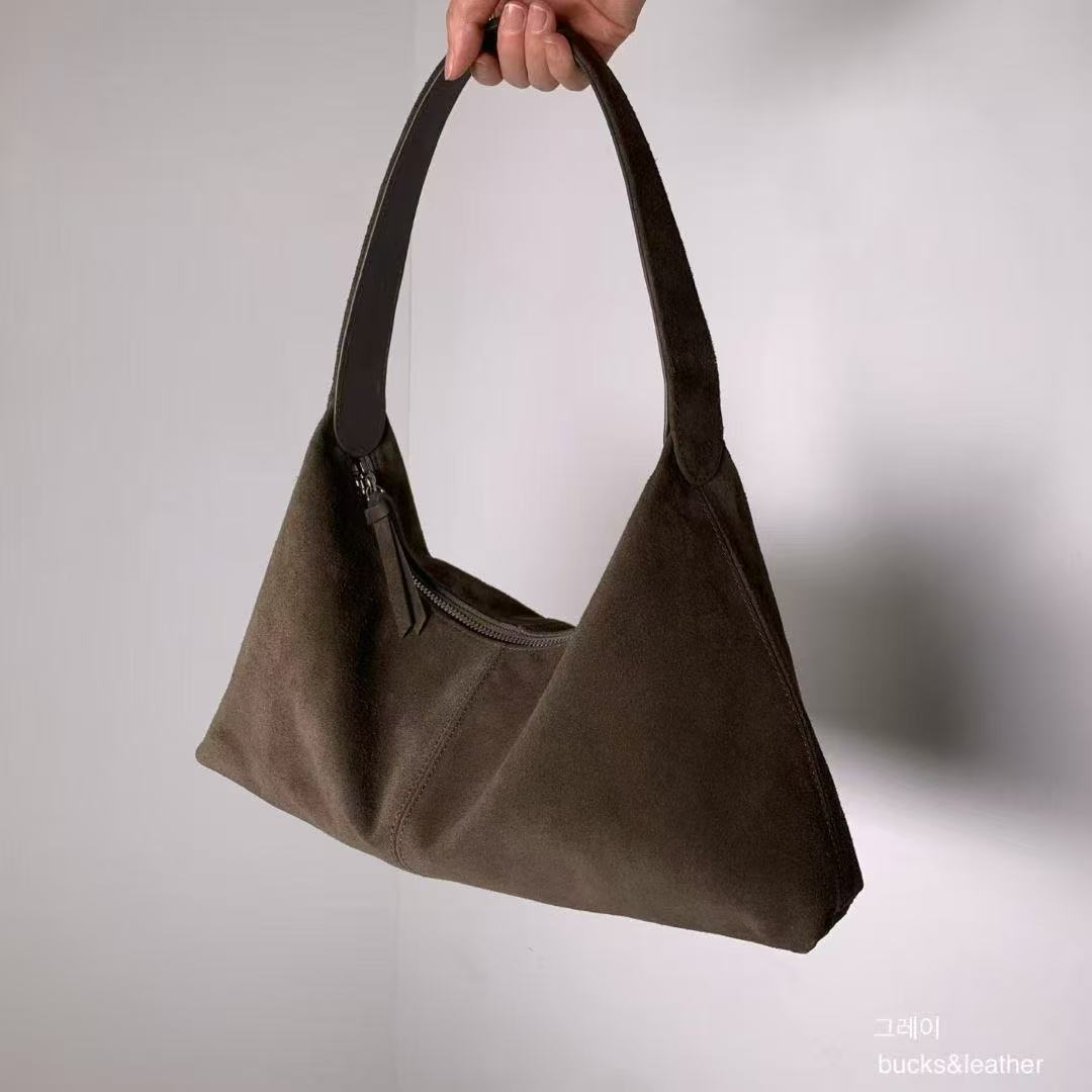 Real Leather Triangle Zipped Bag