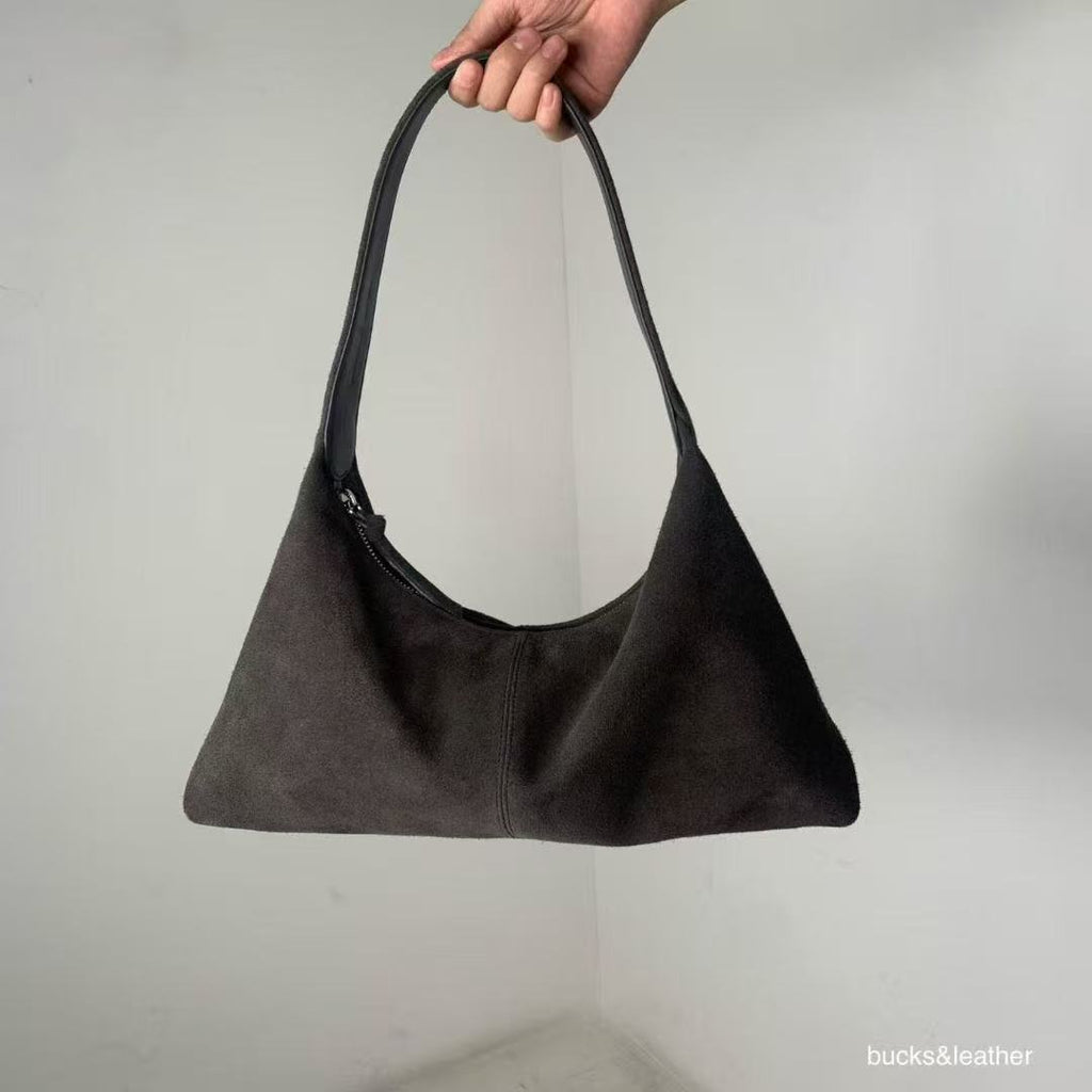 Real Leather Triangle Zipped Bag