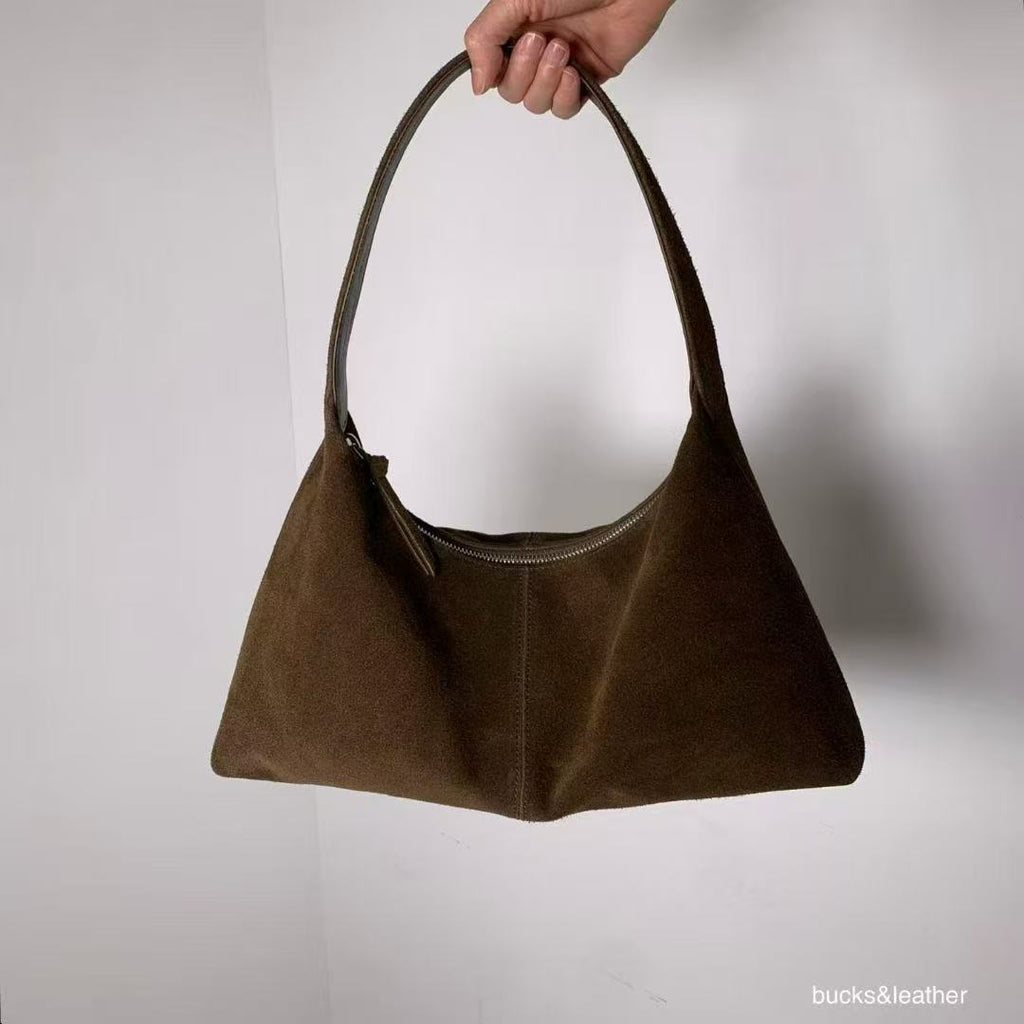 Real Leather Triangle Zipped Bag