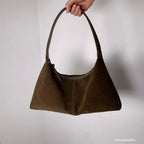 Real Leather Triangle Zipped Bag