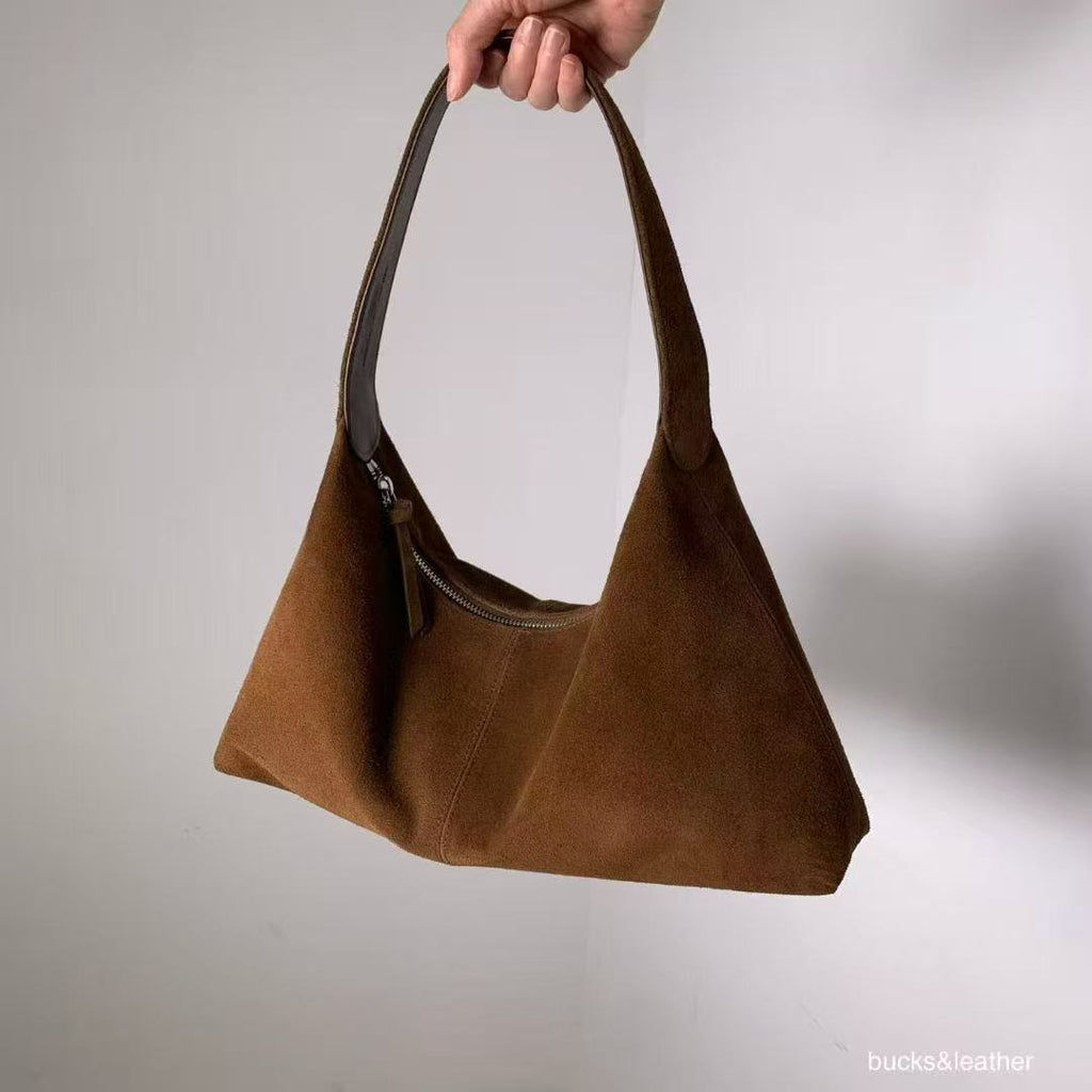 Real Leather Triangle Zipped Bag