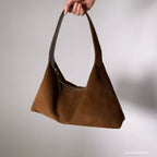 Real Leather Triangle Zipped Bag