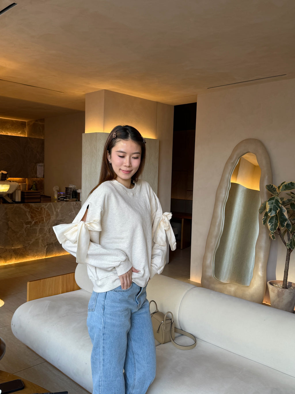 Double Sleeves Ribbon Sweater (無毛底)