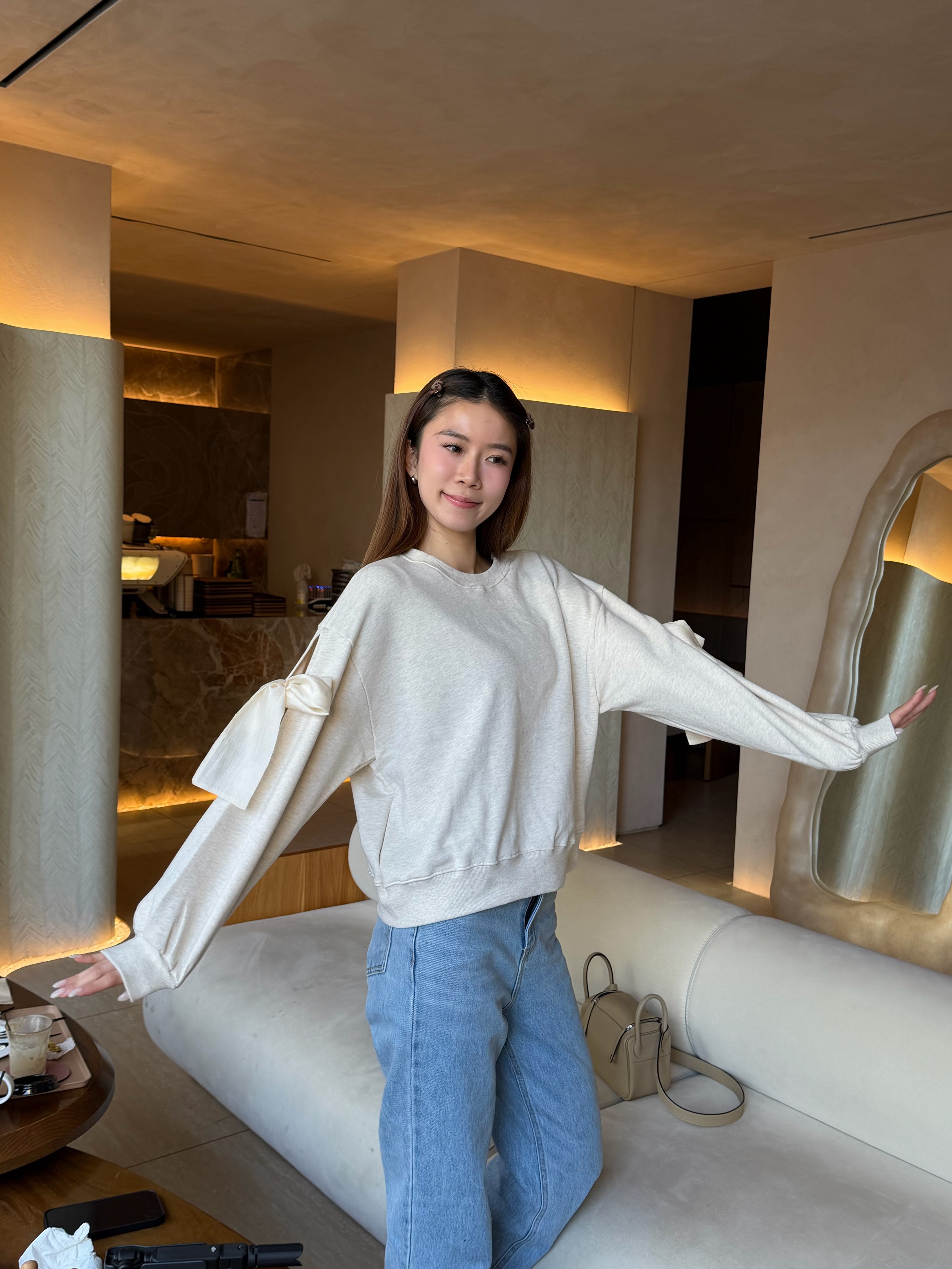 Double Sleeves Ribbon Sweater (無毛底)