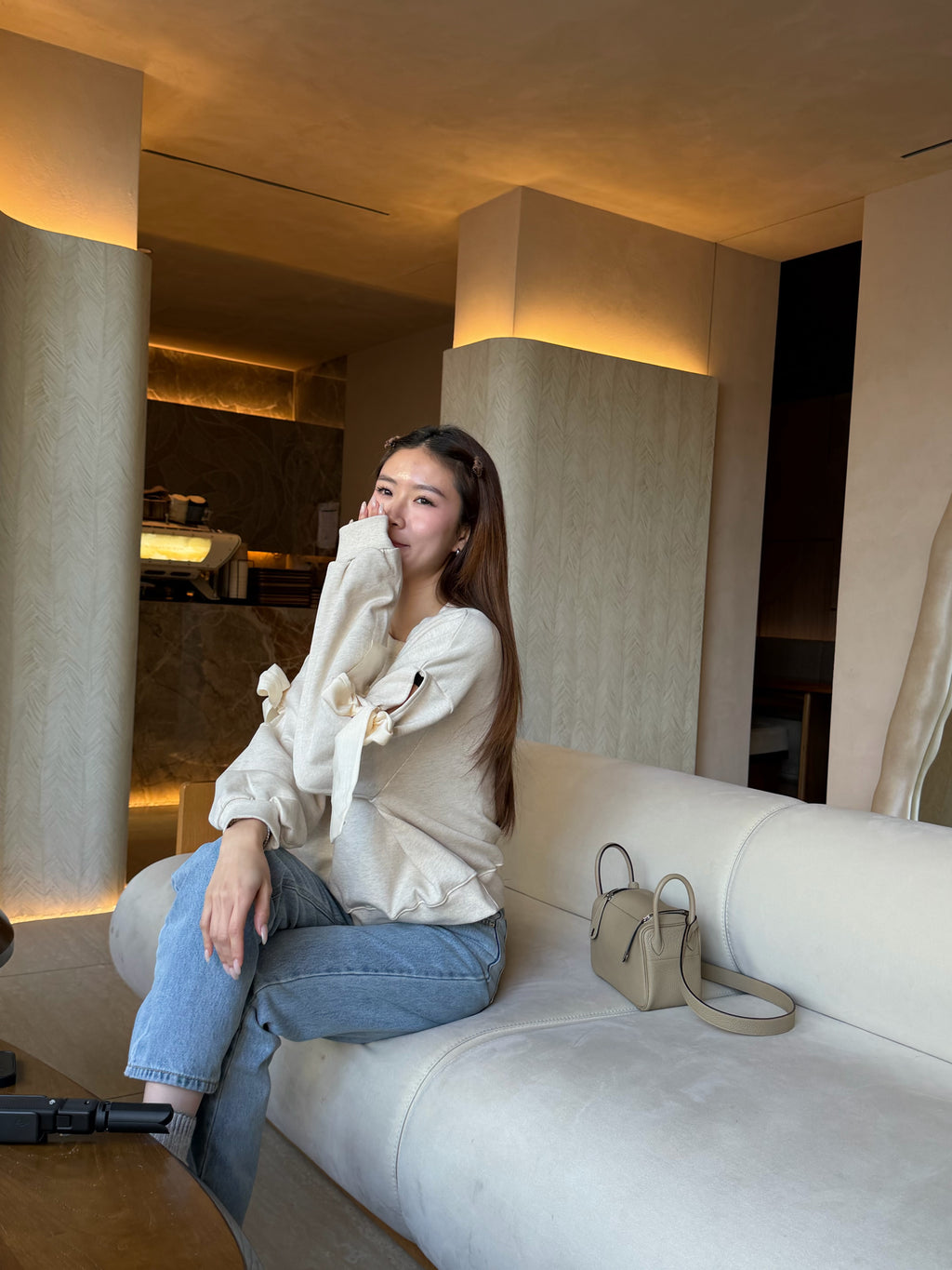 Double Sleeves Ribbon Sweater (無毛底)