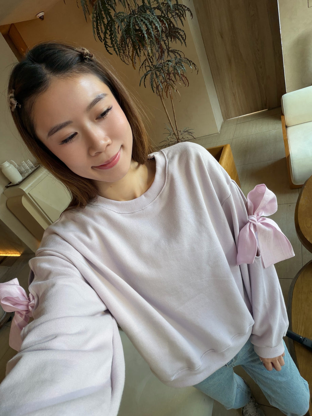 Double Sleeves Ribbon Sweater (無毛底)