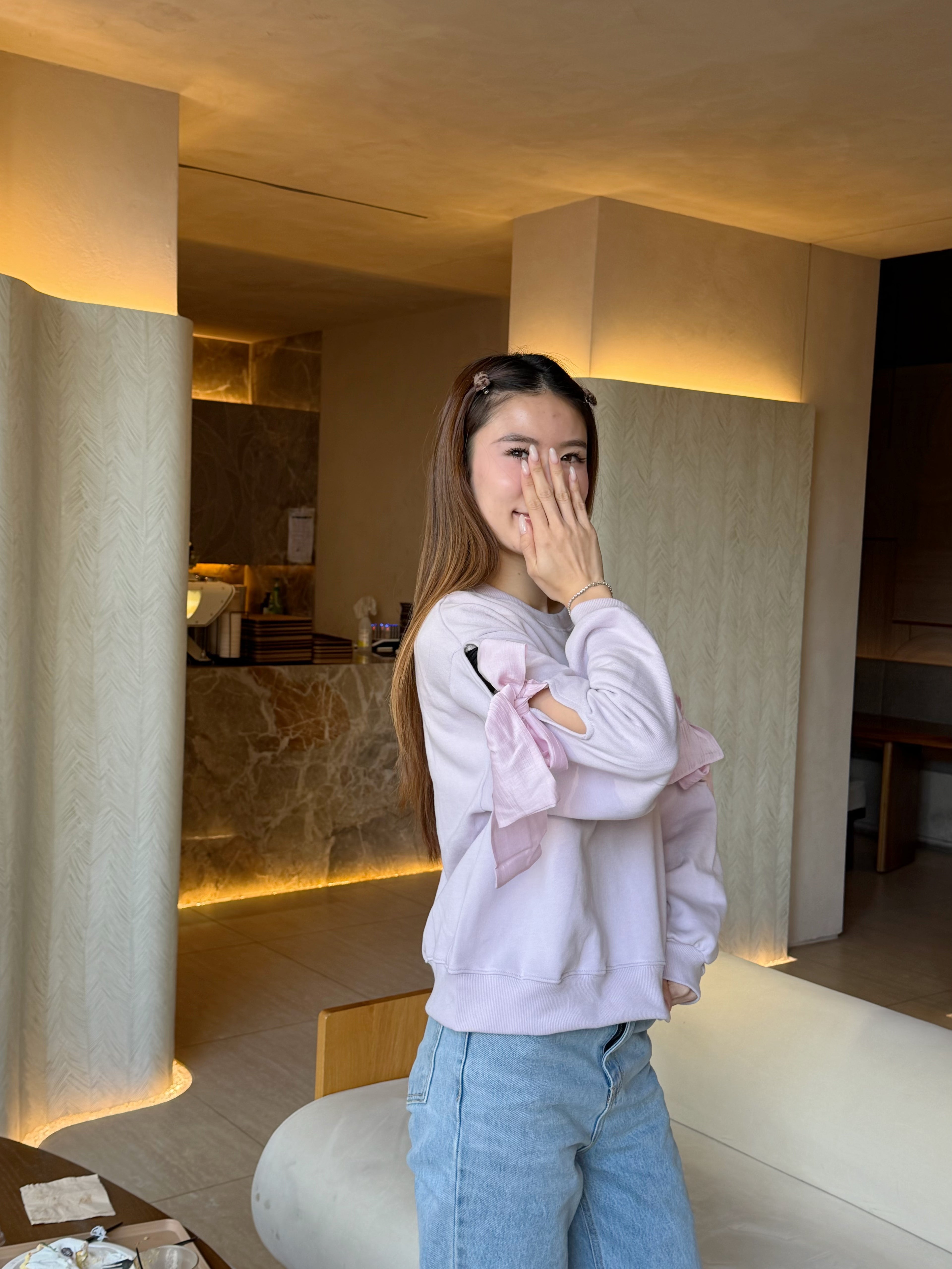 Double Sleeves Ribbon Sweater (無毛底)