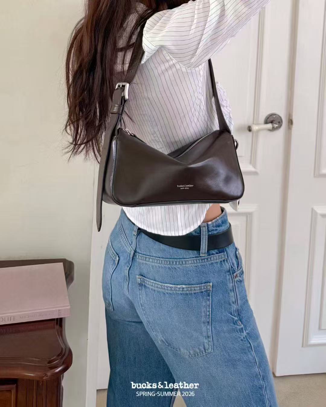 26SS Big Button Side Leather Bag 牛皮亮面