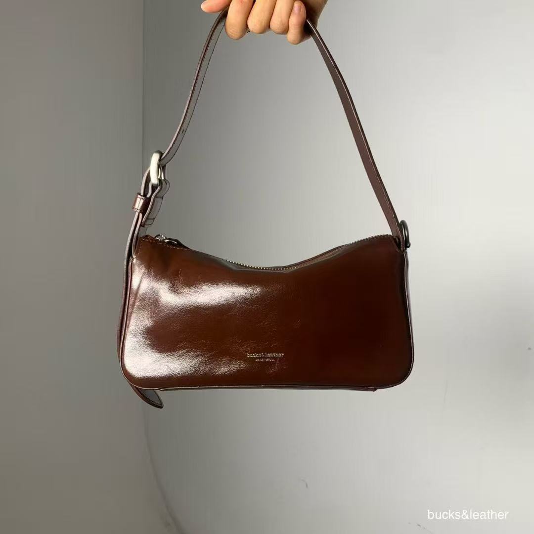 26SS Big Button Side Leather Bag 牛皮亮面