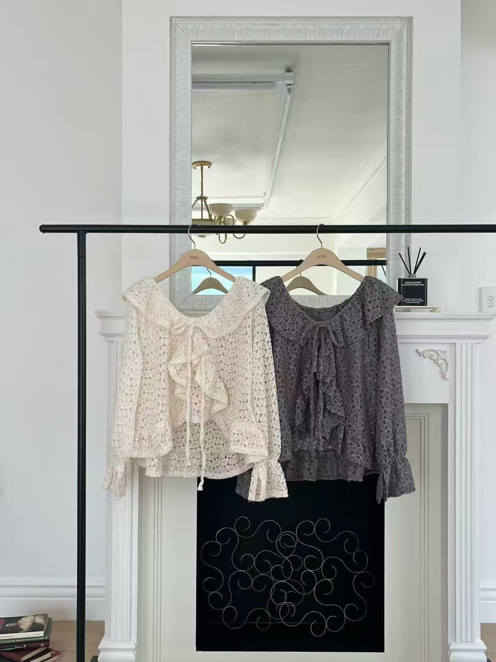 Checked Lace Ruffles Shirt