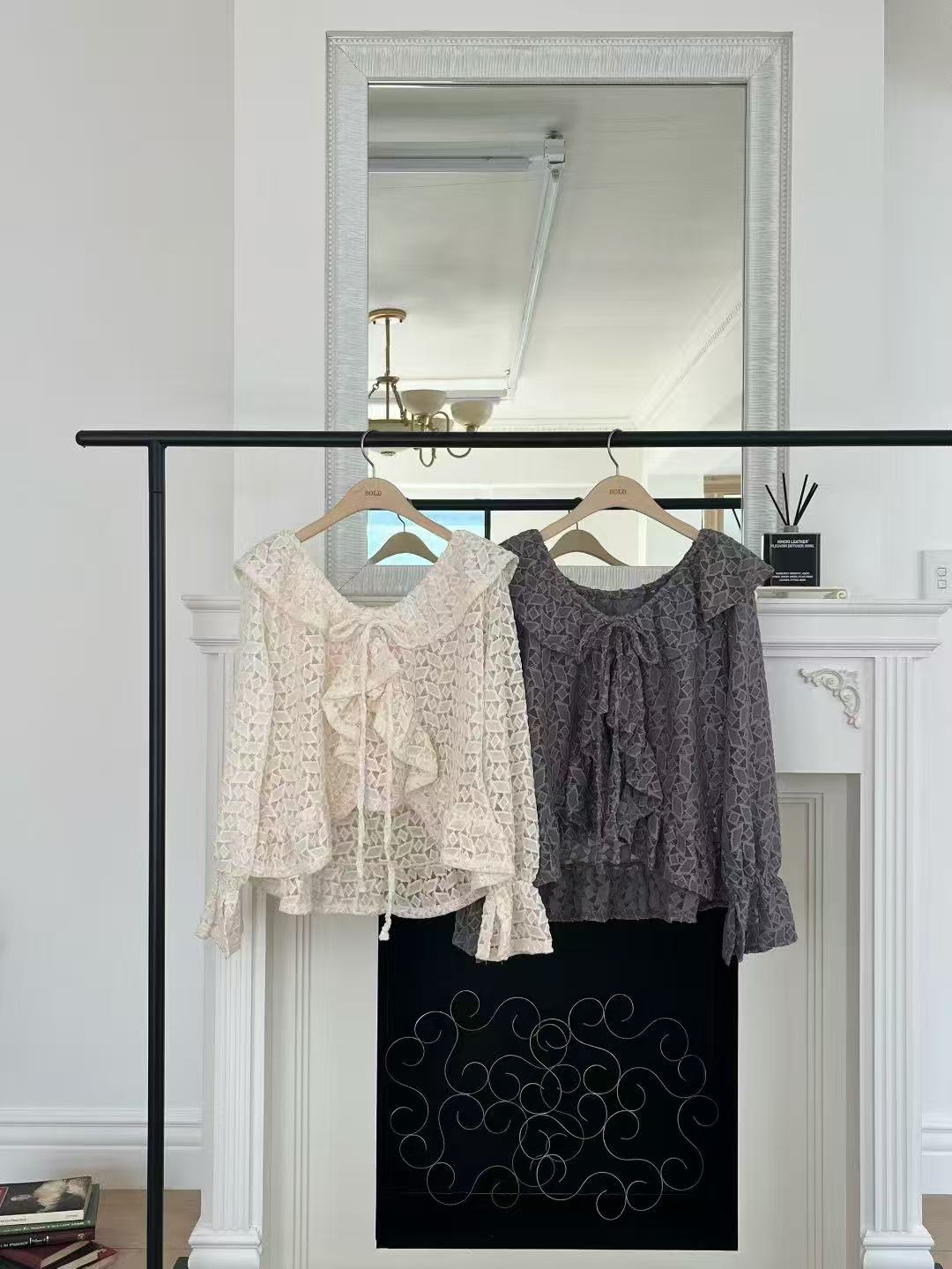 Checked Lace Ruffles Shirt