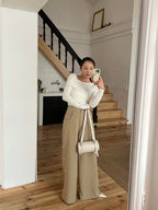 All Button Chiffon Pants