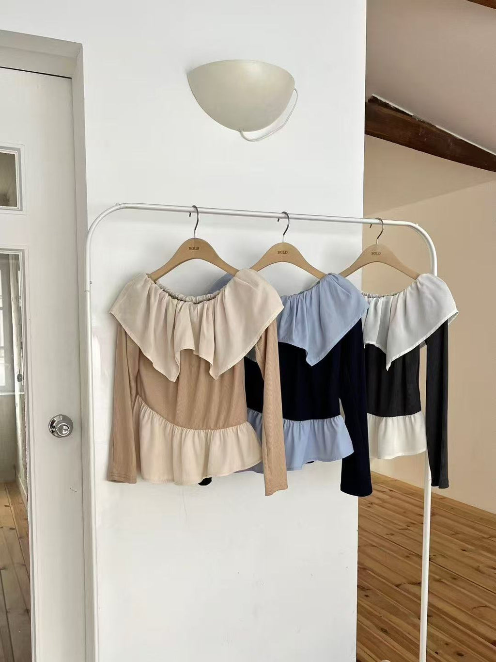 Ruffles Off Shoulder Up & Down Shirt